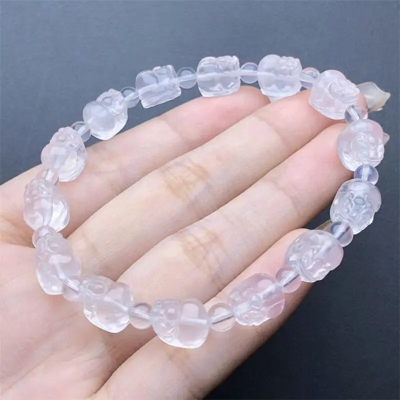 Natural Quartzo Rosa Pixiu Pulseira para Mulheres, Moda Cristal Pedras Preciosas Jóias, Reiki Presente de Cura, 8mm, 1PC