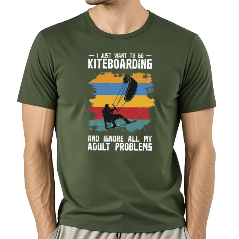 Sólo quiero ir, kitesurf y ignorar todos los problemas de mi adulto, camisetas, kitesurf, cometa, flysurf, camiseta Ha