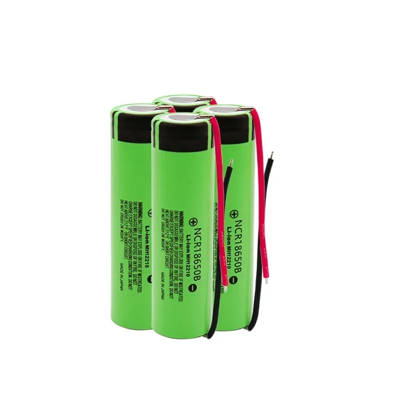 100%18650 Rechargeable Battery 3400mAh 3.7V Battery NCR 18650B Silicone Wire Soldering DIY Suitable for Power Bank Car Bike