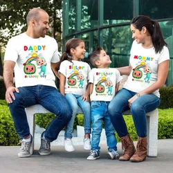 Camiseta de manga corta con nombre personalizado para niños, ropa para niños, papá, mamá, trajes de fiesta, regalo familiar de cumpleaños