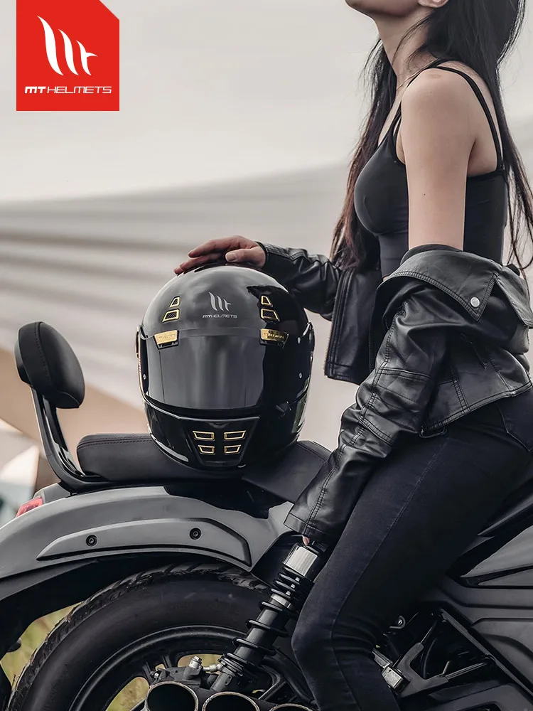 MT Retro Helmet Galama Motorcycle Full Helmet Winter Four Seasons Men Women Cruise Locomotive Helmet Motorcycle Equipment