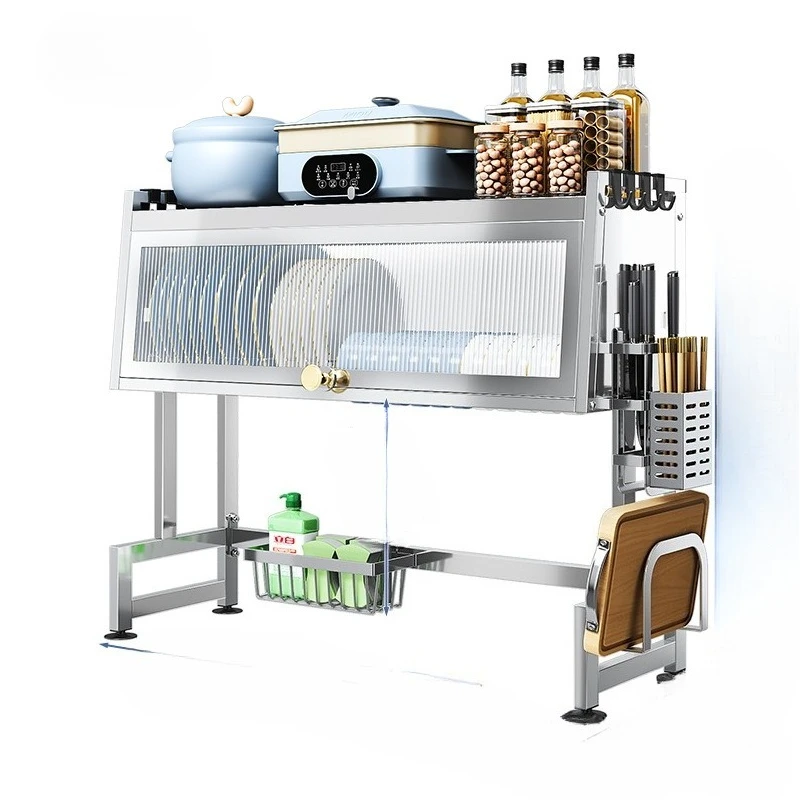 

Stainless steel kitchen cabinet door multifunctional drain rack single and double sink tableware storage