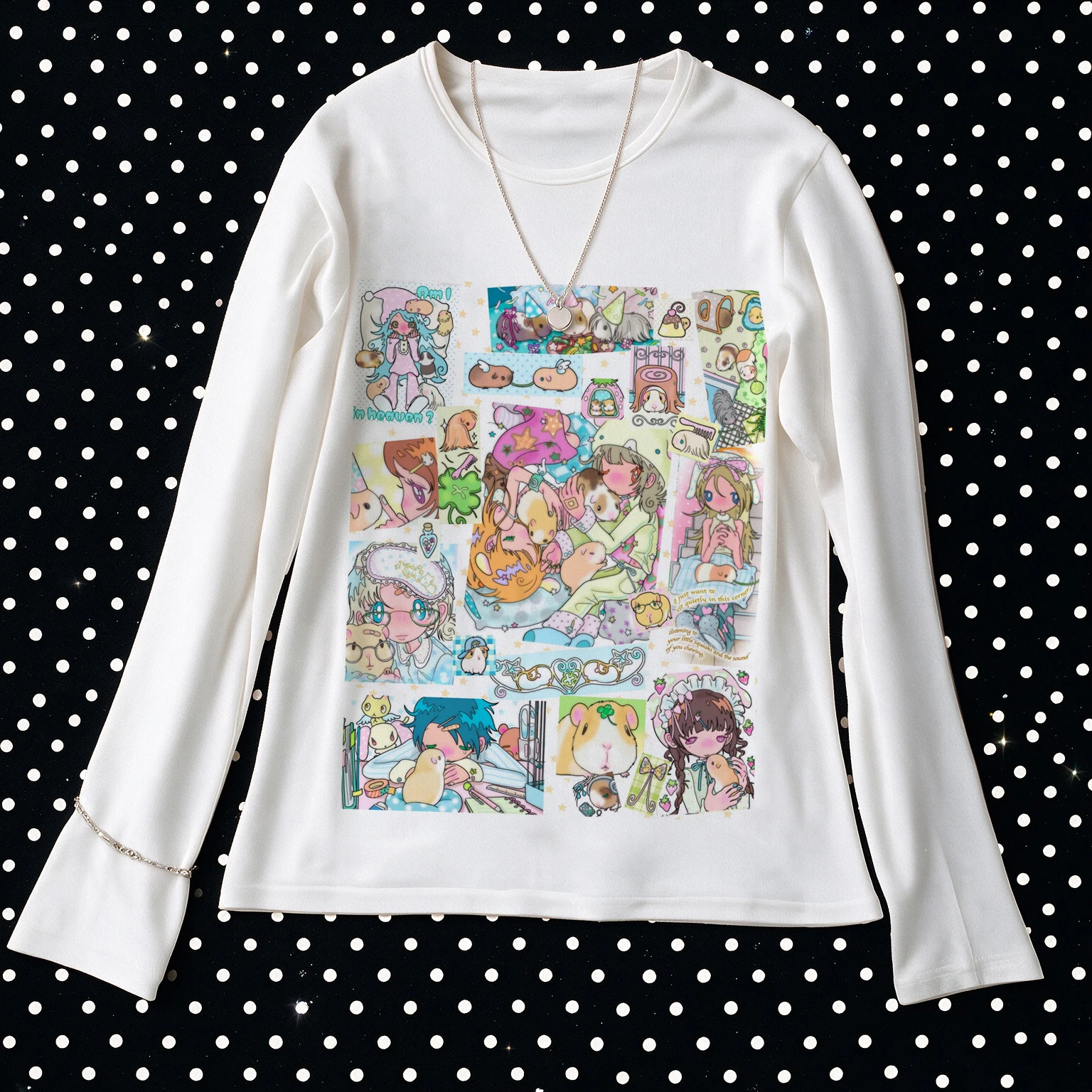 Kawaii Anime Mädchen Meerschweinchen Collage T-Shirt Damen Harajuku Pastell Cartoon Print Kurzarm T-Shirt Niedliches Y2k Damen Grafik-T-Shirt – Detail 2