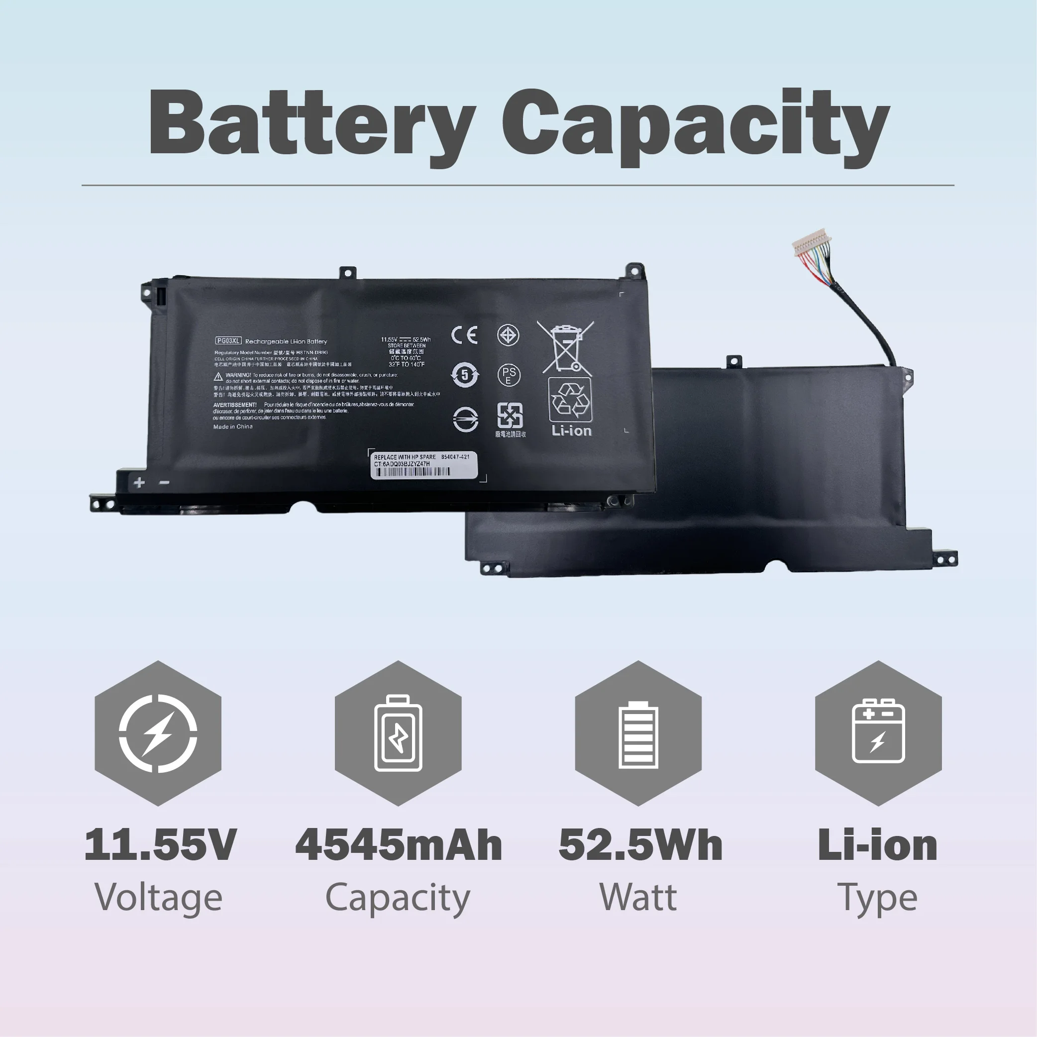 PG03XL 52.5Wh Laptop Battery For HP Pavilion Gaming 15-DK 15T-DK 15-EC 15-DK0XXX 15-DK0055NR 15T-DK200 15-EC0013DX 15-EC1073DX 1