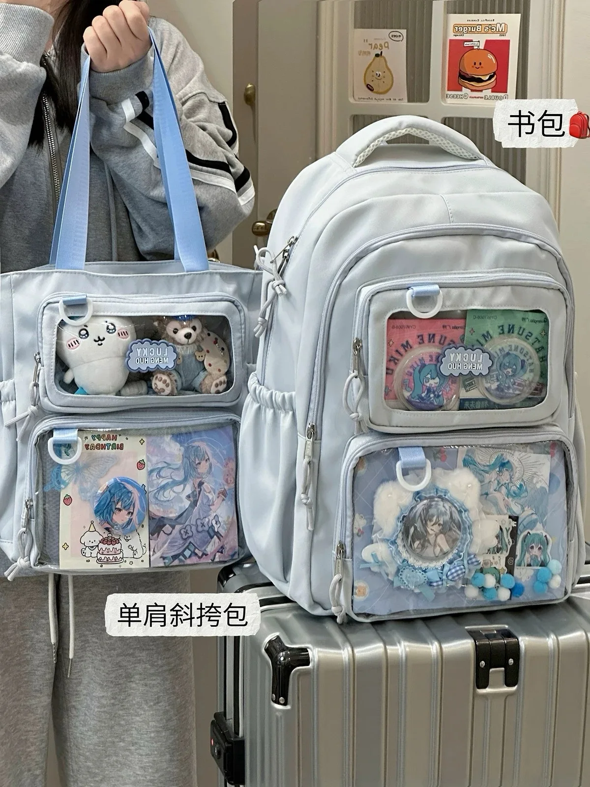 Anime Ita Bag Backpack Clear Display Window Water Resistant Wear Resistant Large Rucksack For Anime Merchandise Collection