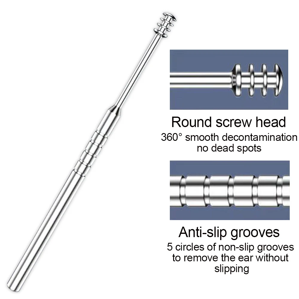 6Pcs Ohr Reiniger Wachs Entfernung Werkzeug Earpick Stick Quellen Wiederverwendbare Reinigung Ohrenschmalz Löffel Tupfer Edelstahl Ohr Heilung Gesundheit kits