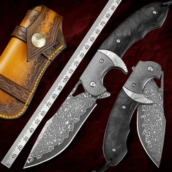 VG10 Damascus Steel Blade Folding Knife Carbon Fibre Handle Outdoor Camping Hunting Tactical Knife Survival EDC Hand Tools