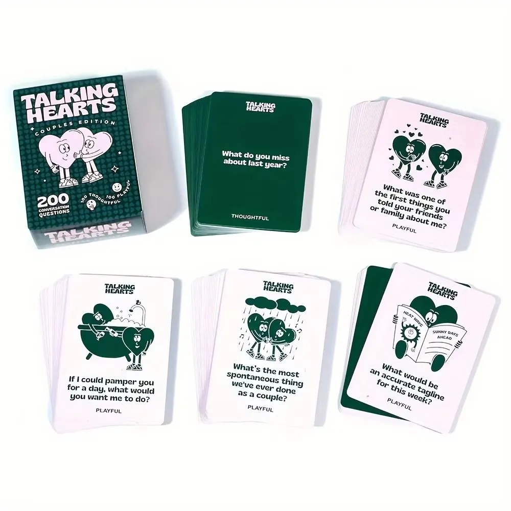Talking Hearts Conversation Cards - Couple Card Game for Date Nights & Travel Adventures | Great Gift for Couples - 200 Question