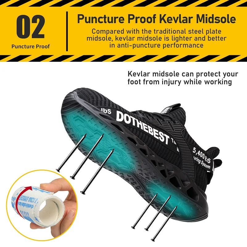 Anti-puncture Safety Shoes With Steel Toe Work Shoes Men Women Lightweight Safety Work Boots Breathable Sport Safety Shoes Unise