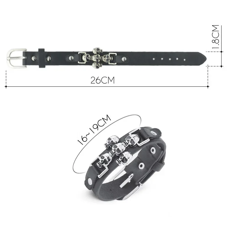 Skeleton Skull Punk Gothic Rock Leather Belt Buckle  Bracelets For Women Men Bracelets & Bangles S301