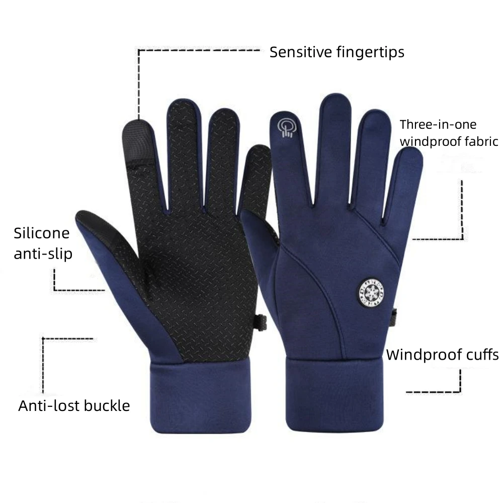 Gants de cyclisme chauds imperméables, écran tactile, non ald, résistants à l\'usure, plus velours, épaissi, coupe-vent, moto, hiver