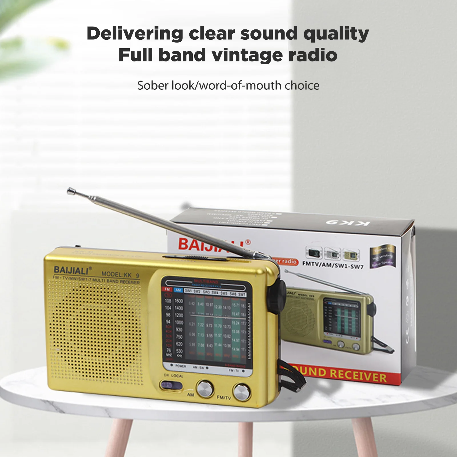 Retro Mini Weather Radio Full Band Plastic Handheld Weather Radio SW AM FM Handheld Mini Radio Battery Powered Built-in Speaker