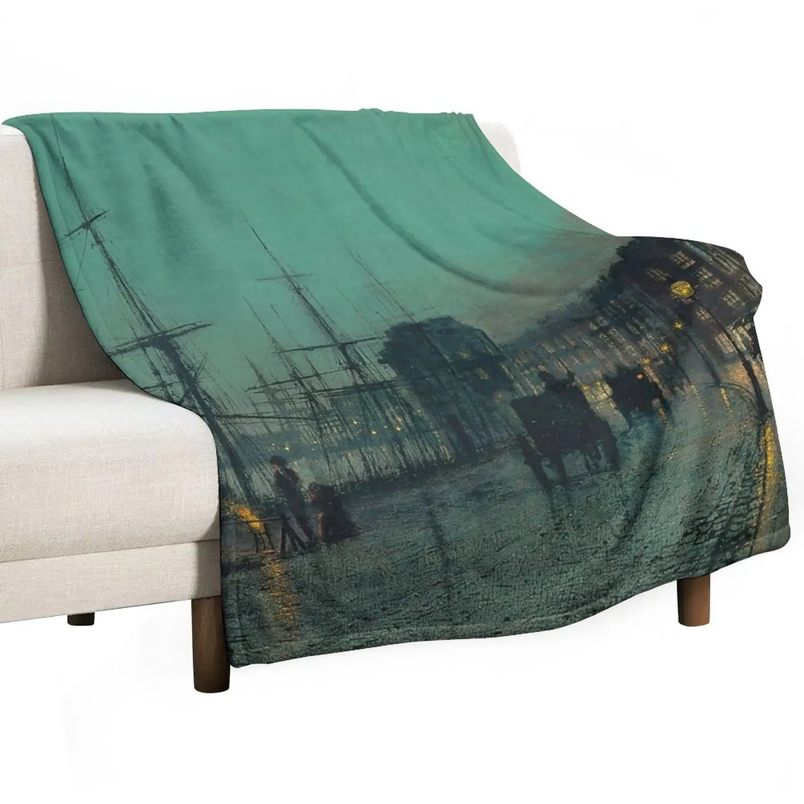 Shipping on the Clyde - John Atkinson Grimshaw Throw Blanket Shaggy Moving Blankets