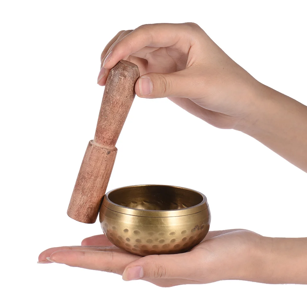 

3 Inch Metal Singing Bowl with Striker, 7cm Caliber, 8.6cm Belly Diameter, 4.5cm Depth, 159g Weight for Buddhism Meditation