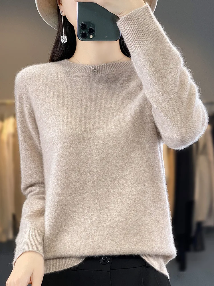 

New Women O-collar Sweaters Knitting Sweater Pullovers Autumn Winter Basic Jumper 2024 Trend Long Sleeve Top T962