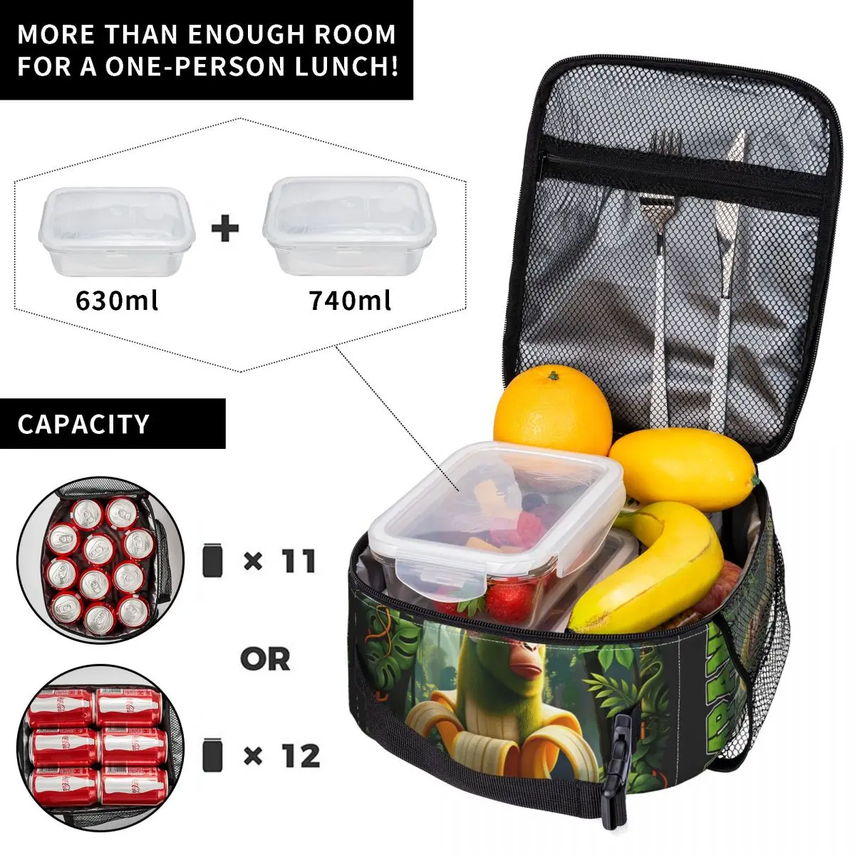 Itallan Brainrot Creative Animal Lunch Bag For Men Print Lunch Box School Cooler Bag Portable Oxford Thermal Tote Handbags