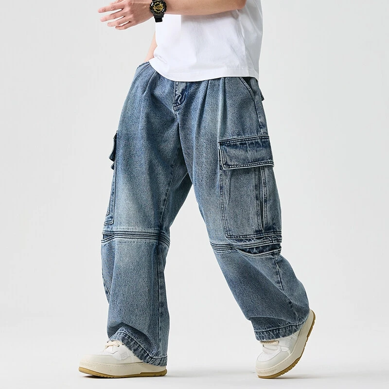 Autumn Men Denim Pants Men American Style Fashion Casual Pants Men Loose Hip Hop Wide Leg Pants Oversize Jeans Trousers Men