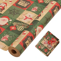 1 Roll Christmas Wrapping Paper - 17 Inch × 49.2 Feet one Roll, Arts Kraft Wrapping Paper Roll for Christmas Gift Box Birthday