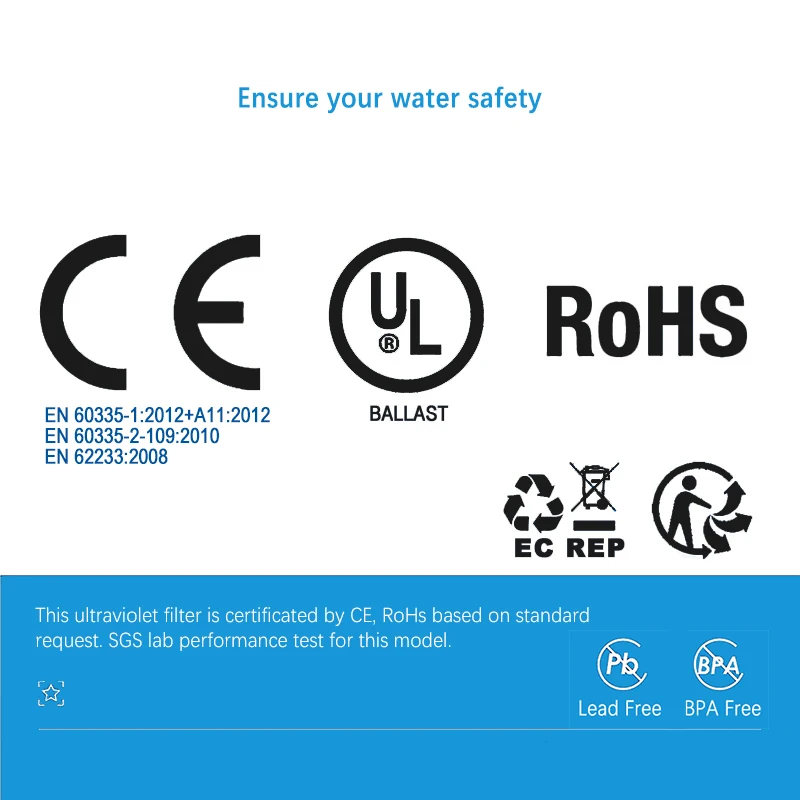 Coronwater SS304 12 GPM UV Sterilizer Disinfection System CE, RoHS for Water Purification