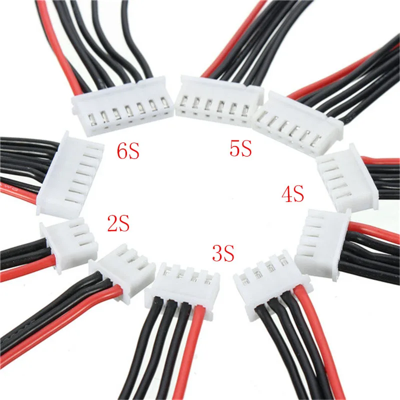 50PCS JST-XH 2S 3S 4S 5S 6S 7Pin Connector Male To Male 22AWG 200mm Balance Wire LiPo Battery Balance Cable For RC Charger