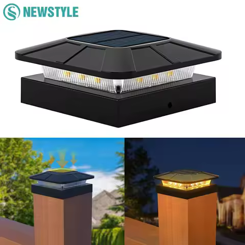 Solar Post Cap Lights Outdoor Waterproof LED Deck Lights With 2 Color Modes 4x4 Fence Posts Light For Patio Garden Yard Decor