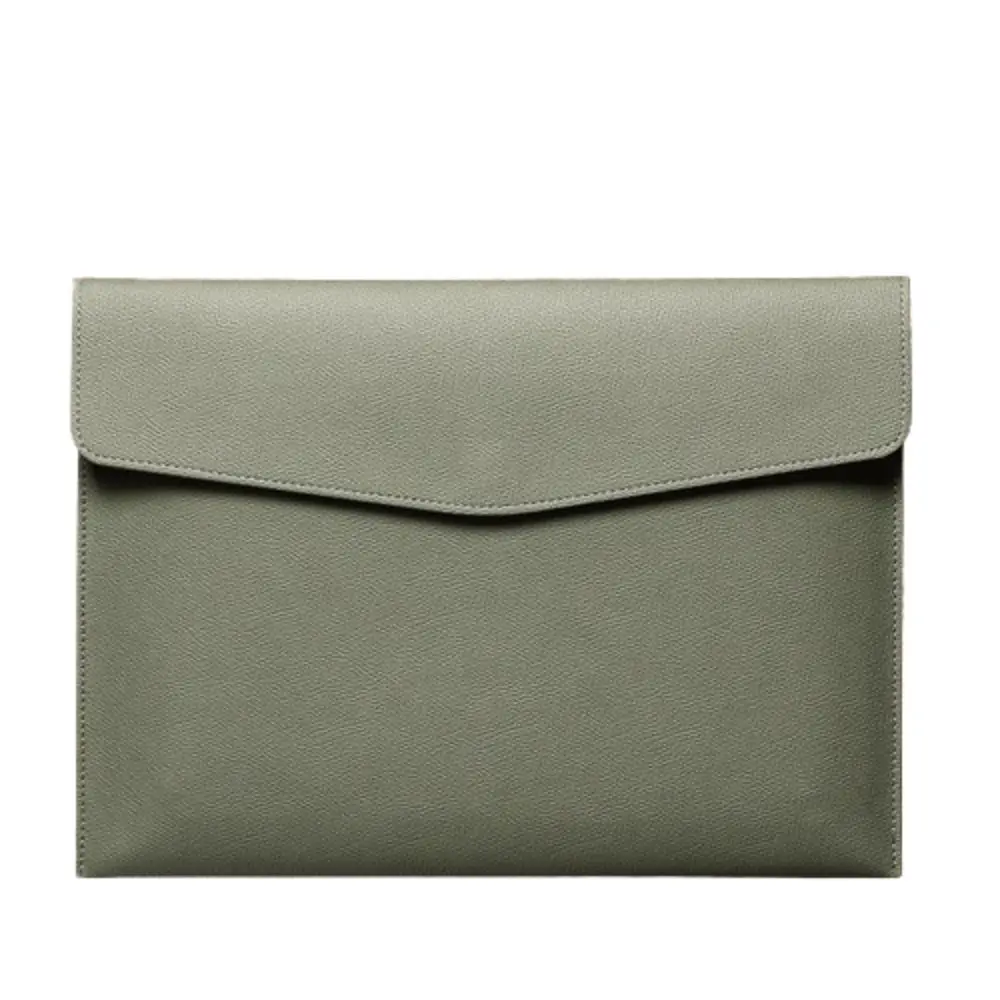 

A4 Handheld File Storage Bag PU Leather with Magnetic Buckle Business Briefcase Solid Color Dustproof Handheld Laptop Bag
