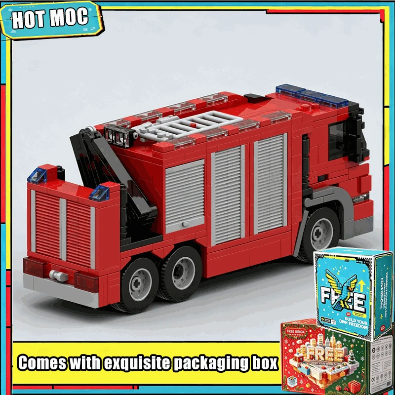 603PCS MOC Fire Engine Rescue Truck Vehicle Model Building Block Custom Puzzle DIY Technology Educational Assembly Creative Gift