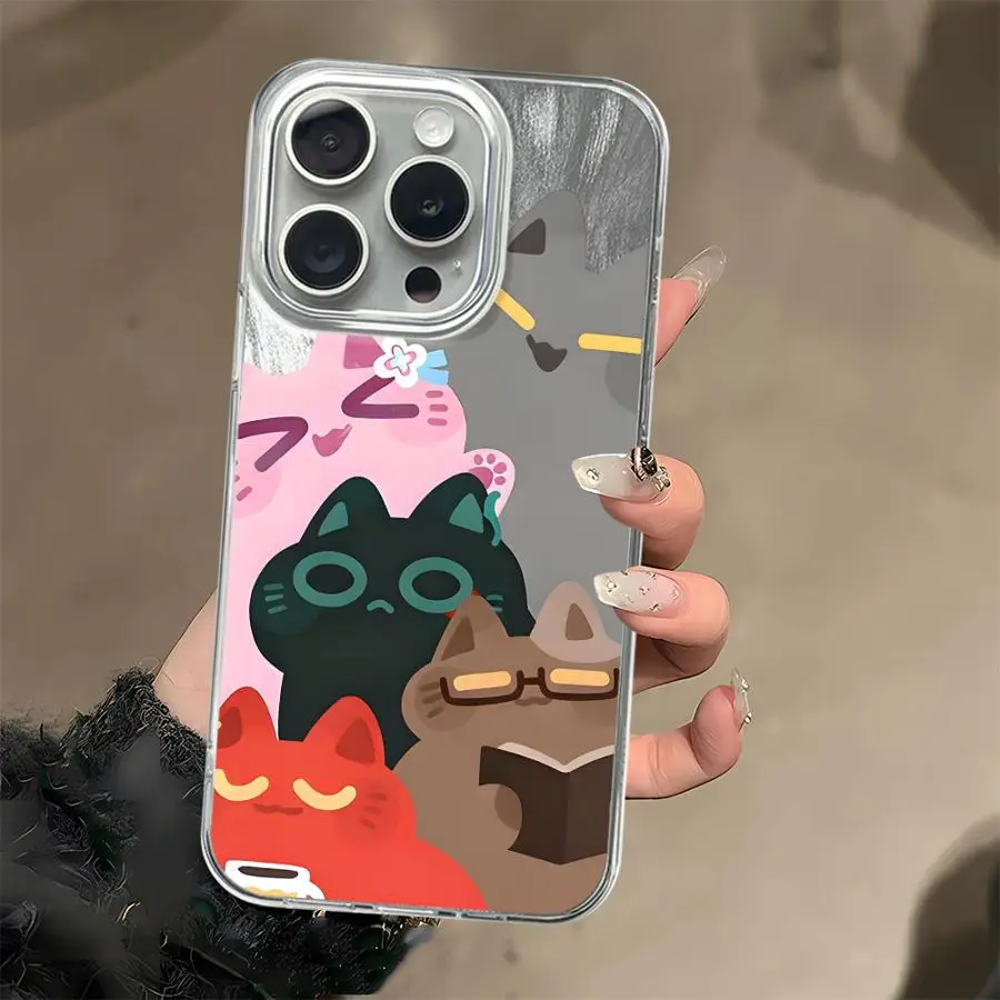 حافظة هاتف لهاتف آيفون 12 16 برو ماكس 11 17 اير 15 14 بلس 13 برو 16e 14 غلاف ناعم كارتوني ملون كيتي #4