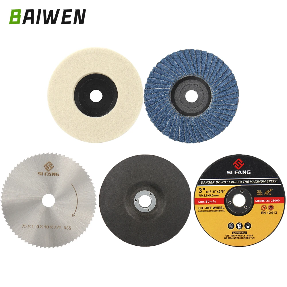 5pcs Cutting Disc For Angle Grinder Steel Stone Sanding Disc 75mm Cutting Metal Circular Saw Blade Flat Flap Grinding Wheel