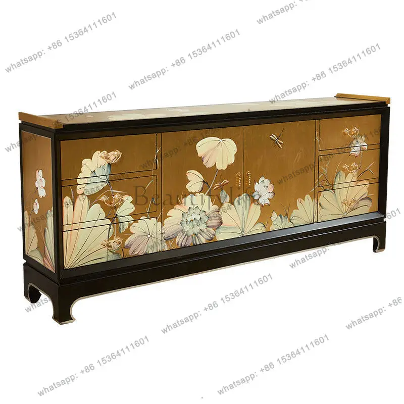

New Chinese American two-meter large sofa back cabinet solid wood porch dining edge partition cabinet