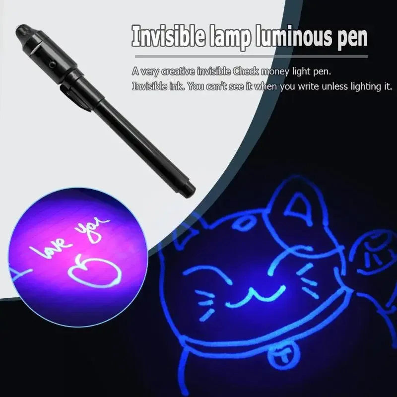 Unsichtbare Fluoreszierende Stift Led Lila Licht Elektronische Banknote Detektor Kreative Uv Magie Ink Lampe Stift Highlighter