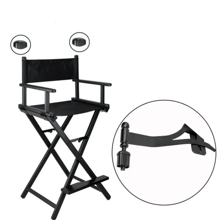 Beauty Aluminum Director Makeup Chair Headrest Portable Professional Artist Lightweight in Black Color