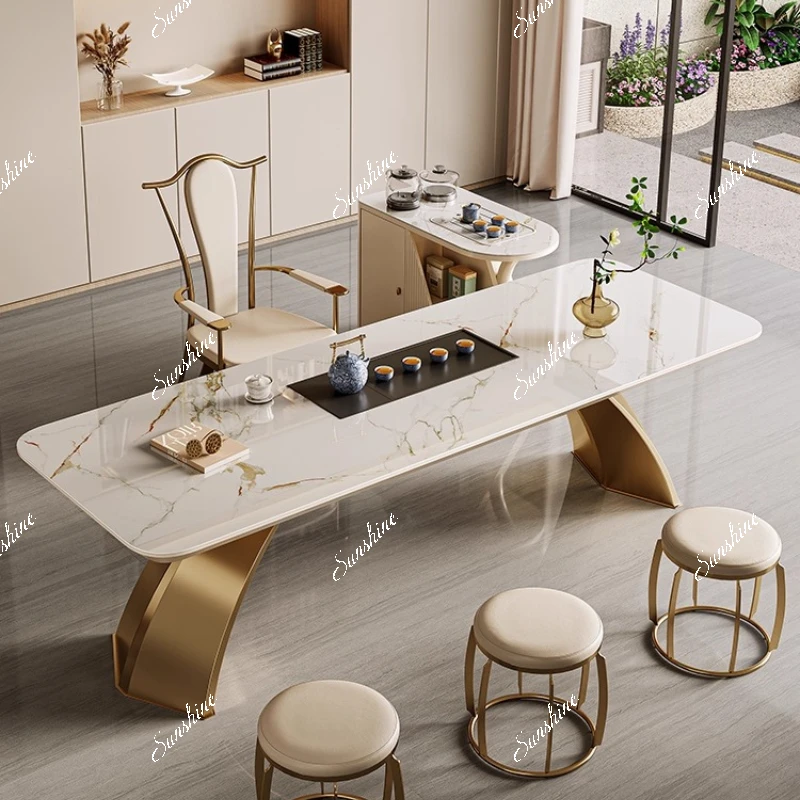 

Italian slate combination modern office home high-end sense light luxury kung fu tea table kettle integrated