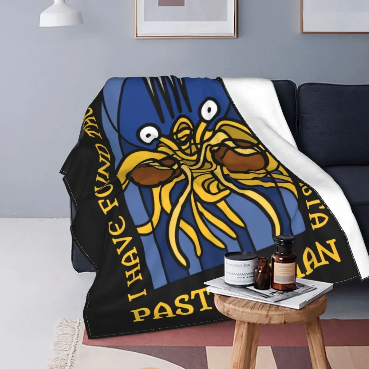 Pastafarian Fleece Throw Blankets Flying Spaghetti Monsterism FSM Religion Church Blankets Bed Outdoor Ultra-Soft Bedding Throws