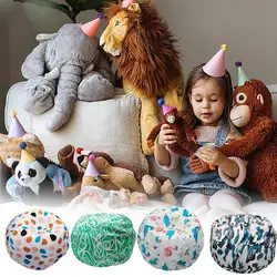 Plush Toy Storage Bean Bag Large Capacity Stripe Round Organizer Stuffable Animal Toys For room Comfortable Kids Chair cover