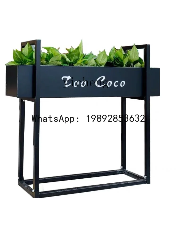 

A1 wrought iron outdoor flower stand simple planting flower slot coffee restaurant long partition fence floor flower box