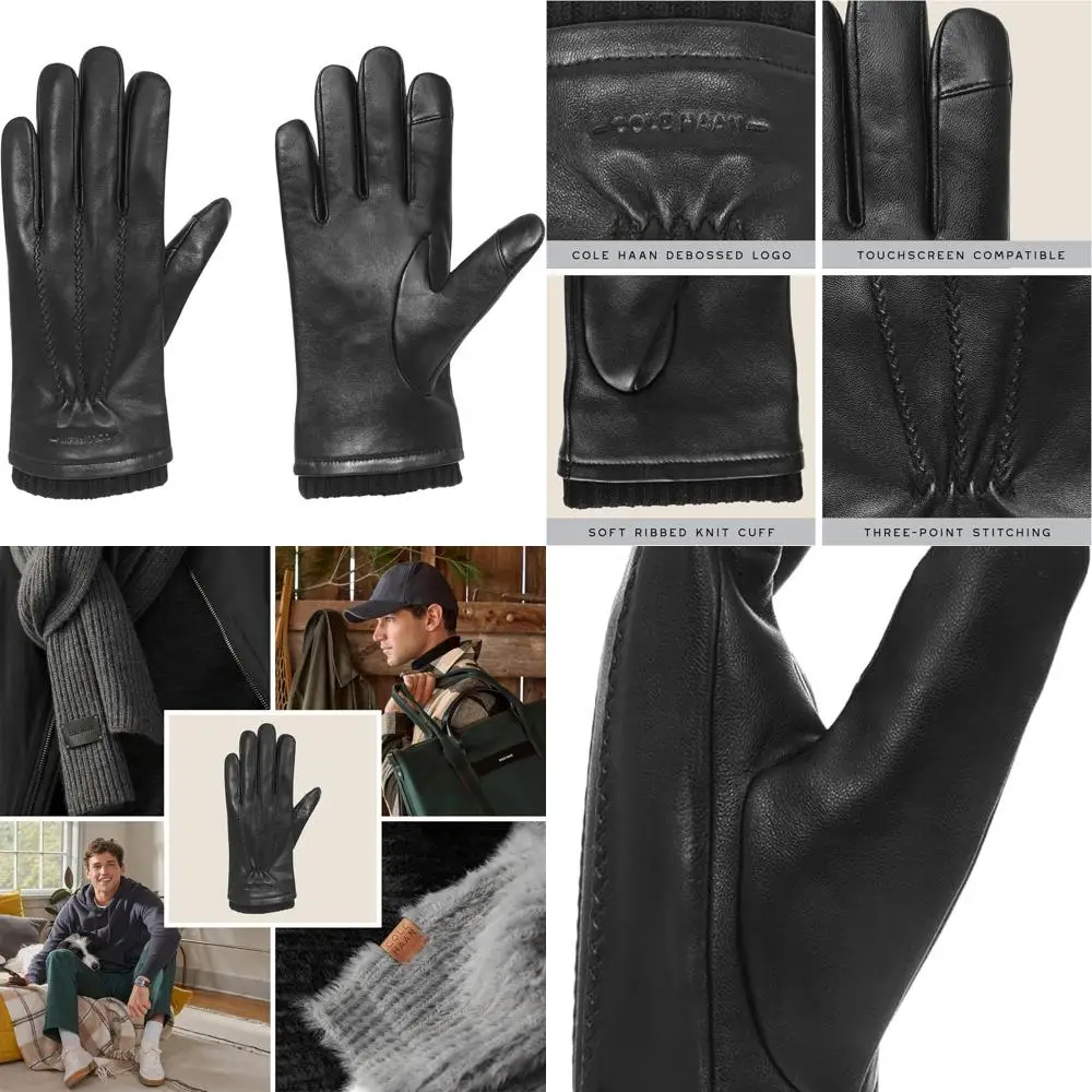 

Роскошные мужские кожаные перчатки с сенсорным экраном, совместимым с большим пальцем и указательным пальцем