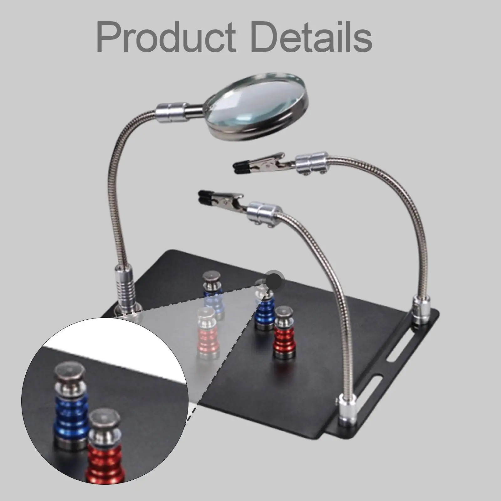 

Soldering Station Flexible Clamp Kit with Magnify Glass Arm Metal Holder for Electronics and Jewelry Crafts