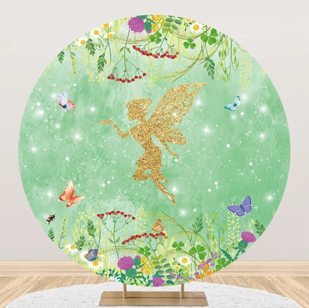 Laeacco Fairy Princess Birthday Backdrop Forest Flower Elf Butterfly Star Baby Shower Portrait Customized Photography Background