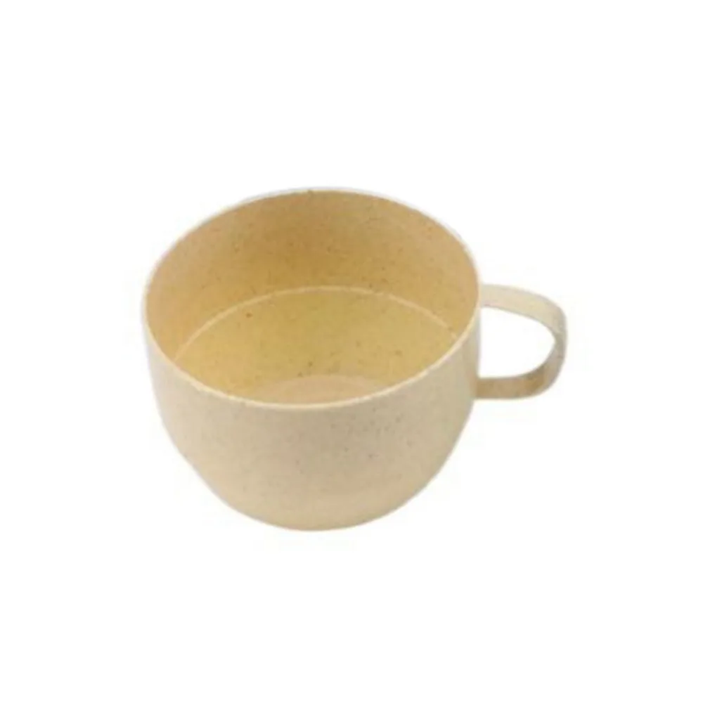 Lightweight Wide Mouth Reusable with Handle Kitchen Supplies Flat Bottom Coffee Mug Wheat Straw Cup Drinking Cup Drinkware
