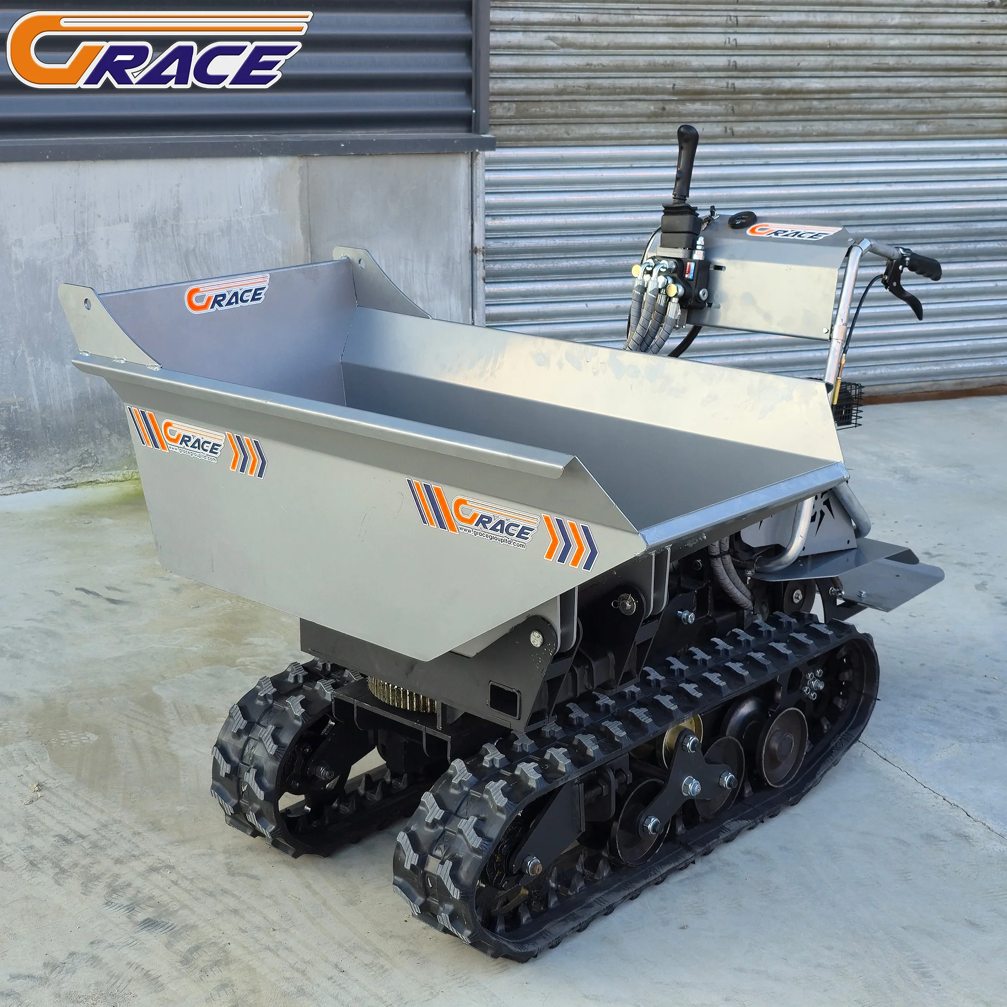 

Full Hydraulic 500kg 800kg 1200kg 15hp Engine Powered Wheel Barrow Mini Track Site Hydraulic Crawler Dumper