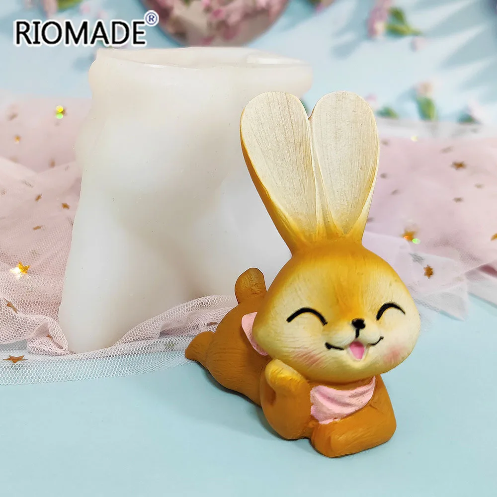 3D Cute Rabbit Silicone Mold Bunny Cake Decorating Tools Easter Animal Candle Epoxy Resin Mould DIY Crafts Plaster Cement