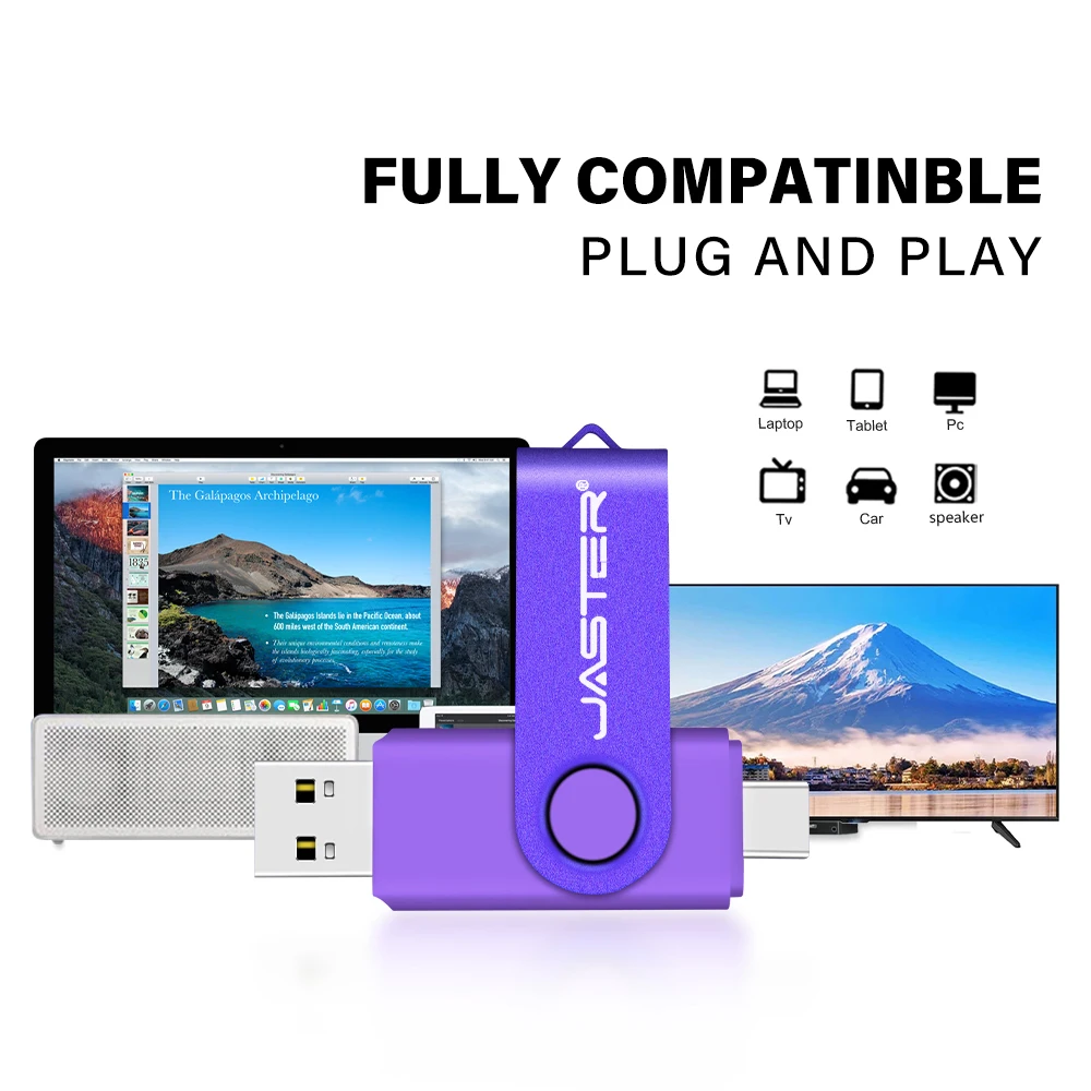 JASTER Type-C Purple Clip USB Flash Drive Data Storage Device Portable Memory Stick 4GB 8GB 16GB 32GB 64GB 128GB Pen Driver