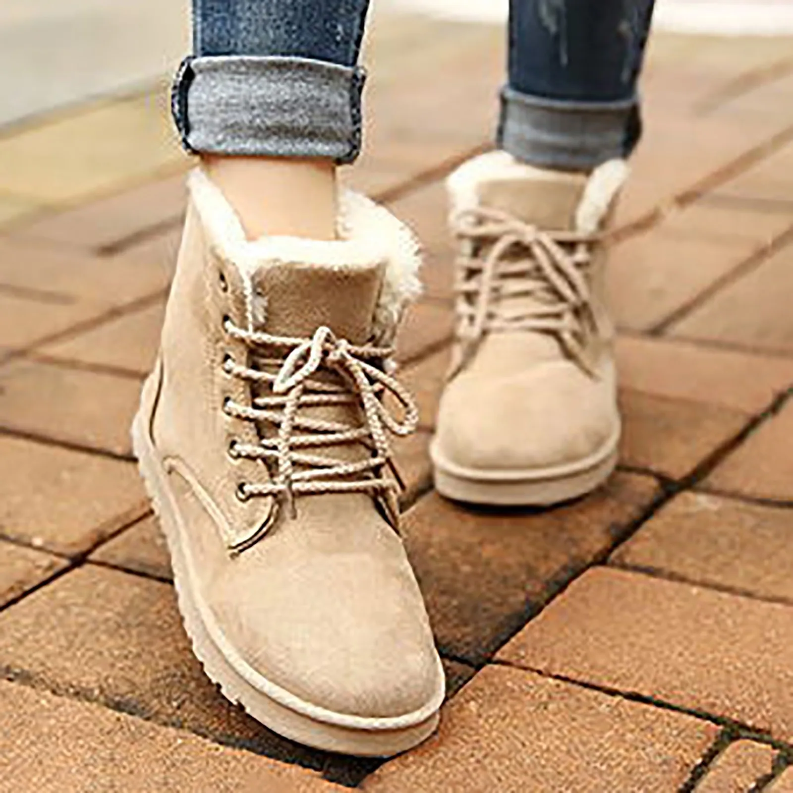 Women Winter Boots New Warm Thicken Snow Boots Lace Up Ankle Boots Non Slip Plush Fur Shoes Keep Warm Ankle Botas Plus Size