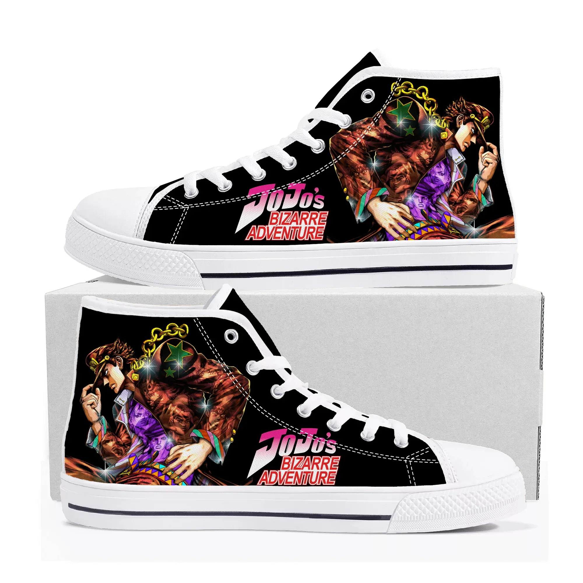 Hot Anime JoJos Bizarre Adventure High Top Sneakers High Quality Mens Womens Canvas Sneaker Casual Couple Shoes Custom Shoe