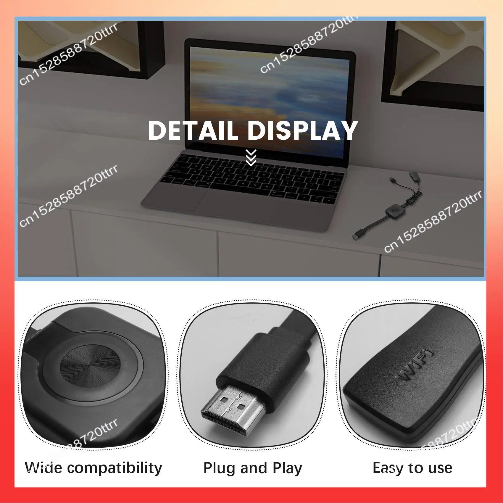 

ABNR Wifi Display Dongle -Compatible TV Dongle 1080P TV Stick Wifi Dongle For Android Netflix Youtube For Ios Mac