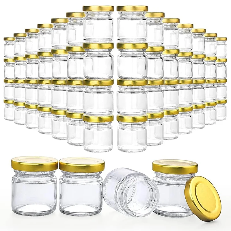 60 Pack Small Glass Jars with Lids, 1.5 oz Mini Honey Jars, Candle Jar for Candle Making for Gifts, Crafts, Spices, Wedding