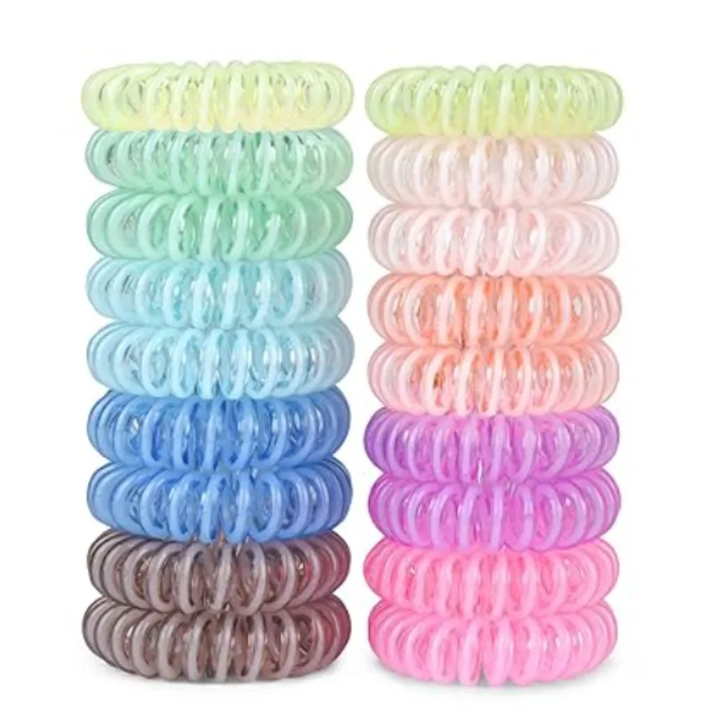 

12/18pcs Spiral Hair Ties, No Crease Hair Elastics, Phone Cord Hair Ties, Ponytail Braid Holder For Women And Children
