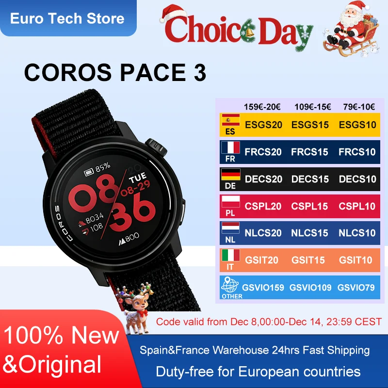 COROS Pace 3 Reloj inteligente deportivo GPS Ligero y cómodo GPS de doble frecuencia Reloj para correr Frecuencia cardíaca
