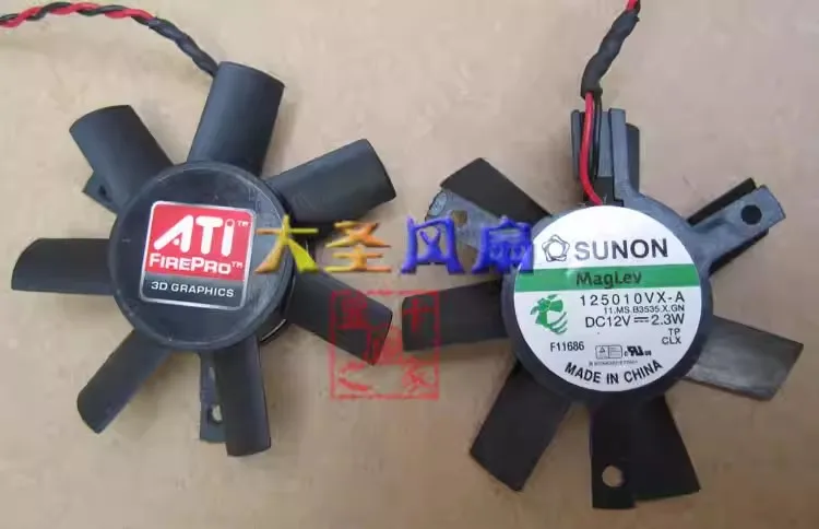 Free shipping original 125010VX-A graphics card fan hole distance 3.2cm diameter 4.5cm 2-wire fan